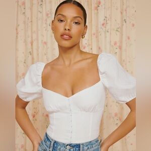 Reformation Holly Linen Top White - Size 8
